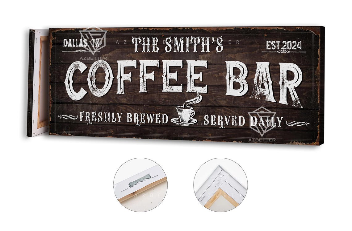 The Smith's Coffee Bar Dallas TX Freshly Brewed Rustic Sign Poster - Image 2