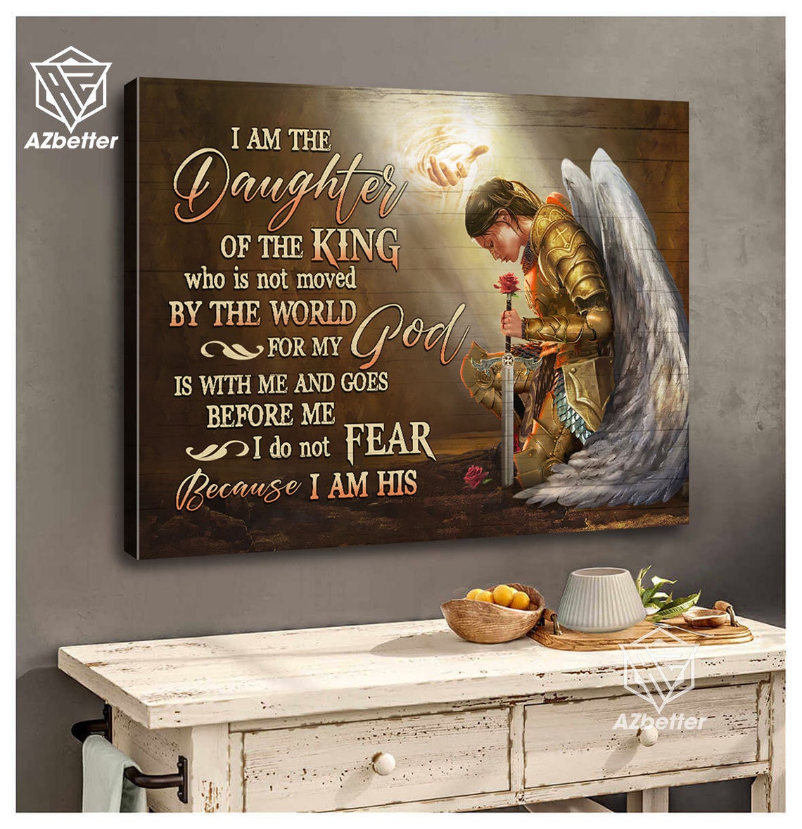 Daughter Of The King Child Of God Lion Jesus Painting God Wall Art Gift For Christian Female Warrior Of God - Image 5