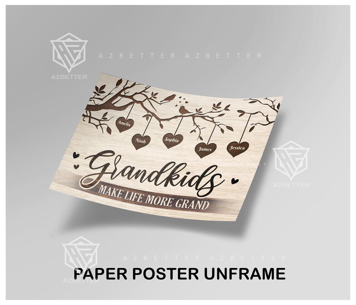 Grandkids Make Life More Grand Tree Branch Heart Names Poster - Image 2