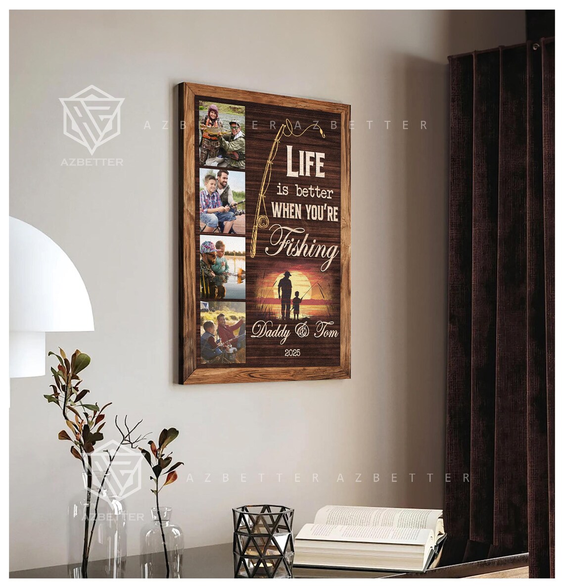Life Is Better When You're Fishing Photo Collage Dad Gift Wall Poster - Image 3