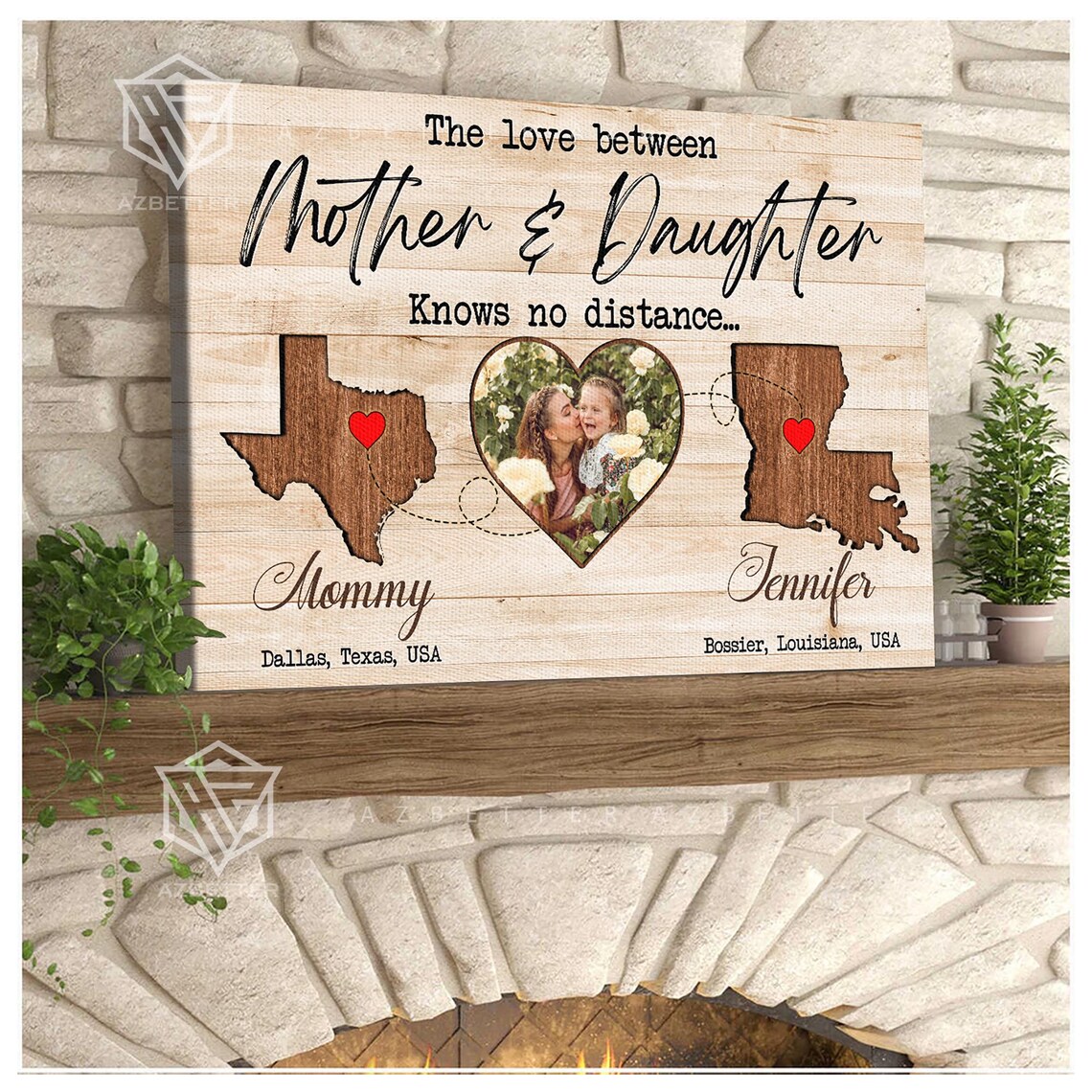 Personalized Mother Daughter Distance Map Art Print - Image 5