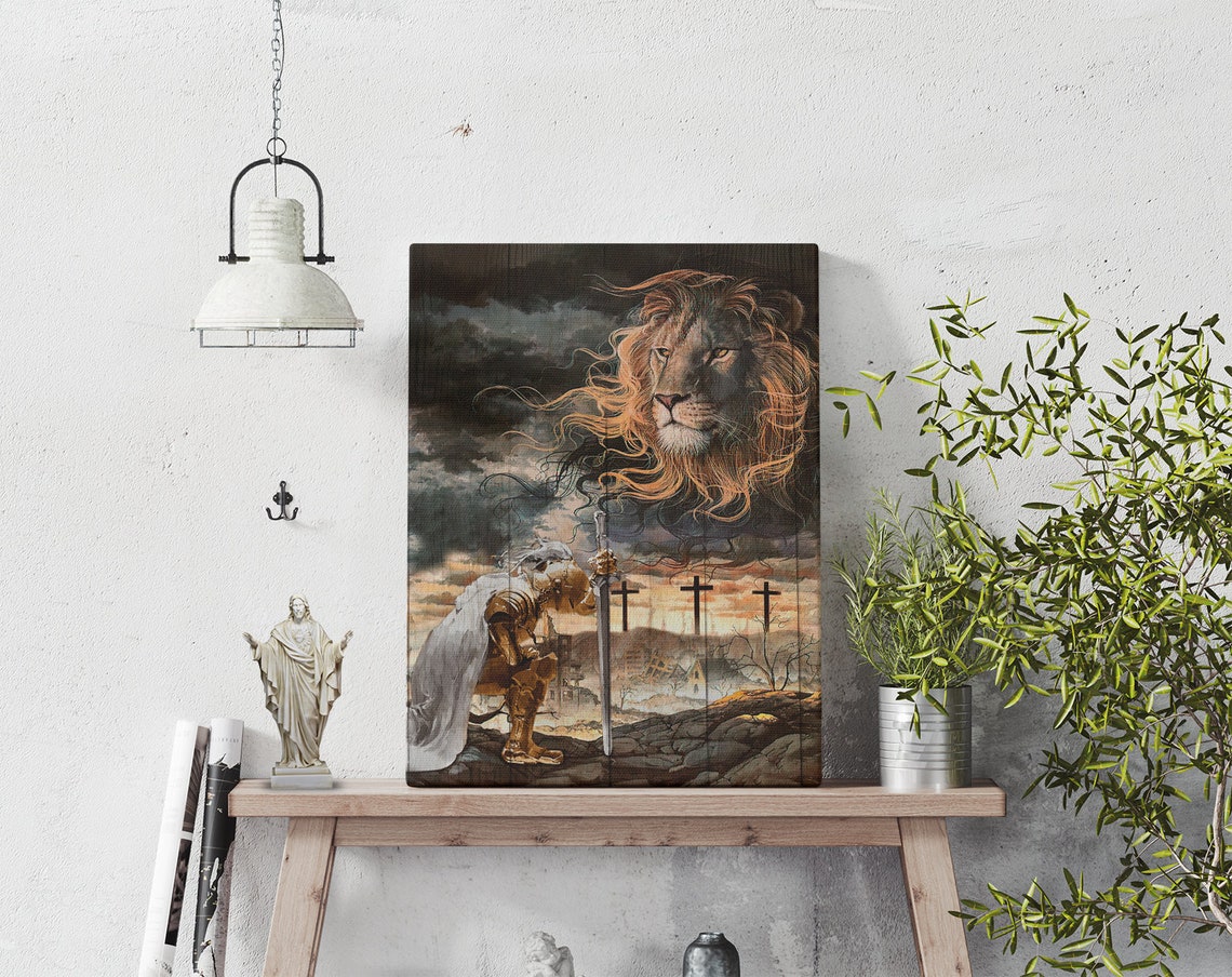 Lion God Armor Of God God Wall Art Home Decor Christian Gift Idea Warrior Of God Lion Of Judad Knight Of God - Image 5