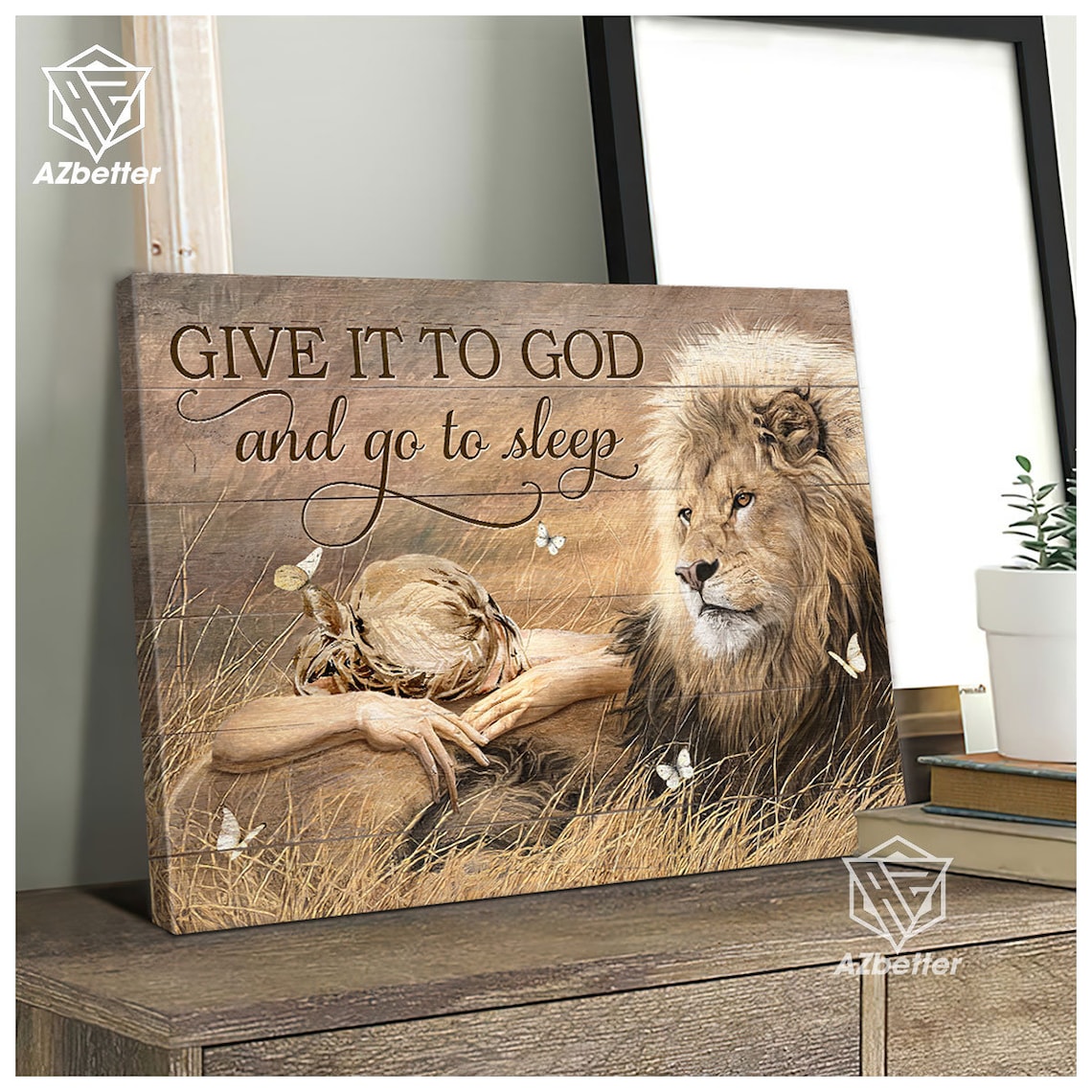 Give It To God And Go To Sleep Girl And Lion Wheat Field Poster - Image 5
