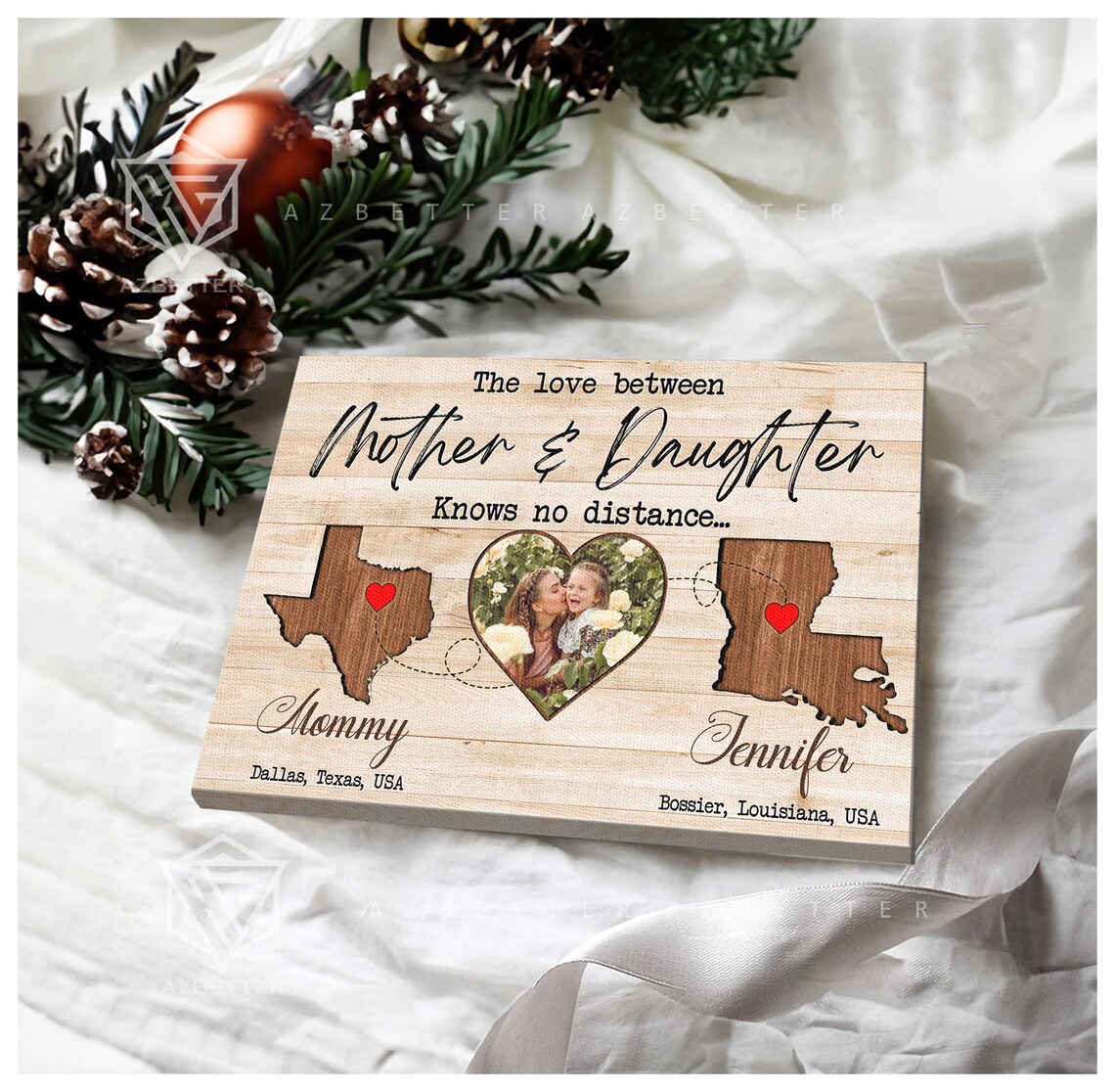 Personalized Mother Daughter Distance Map Art Print - Image 2