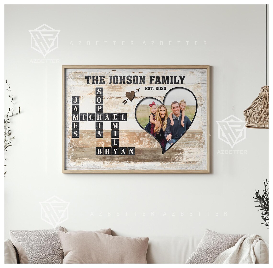 The Johson Family Est 2020 Crossword Name Tile Family Photo Poster - Image 4