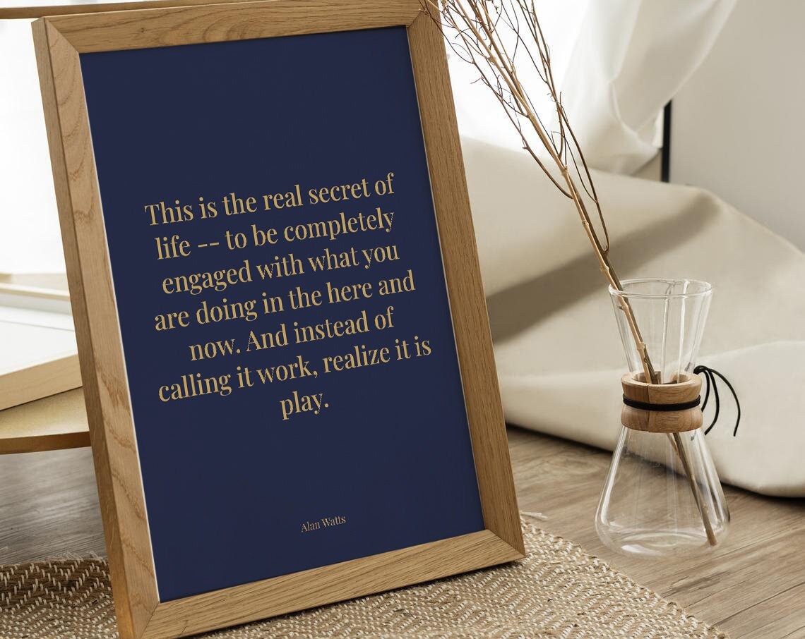 Alan Watts Print Poster Quote Anxiety Inspirational Motivational Wall Art