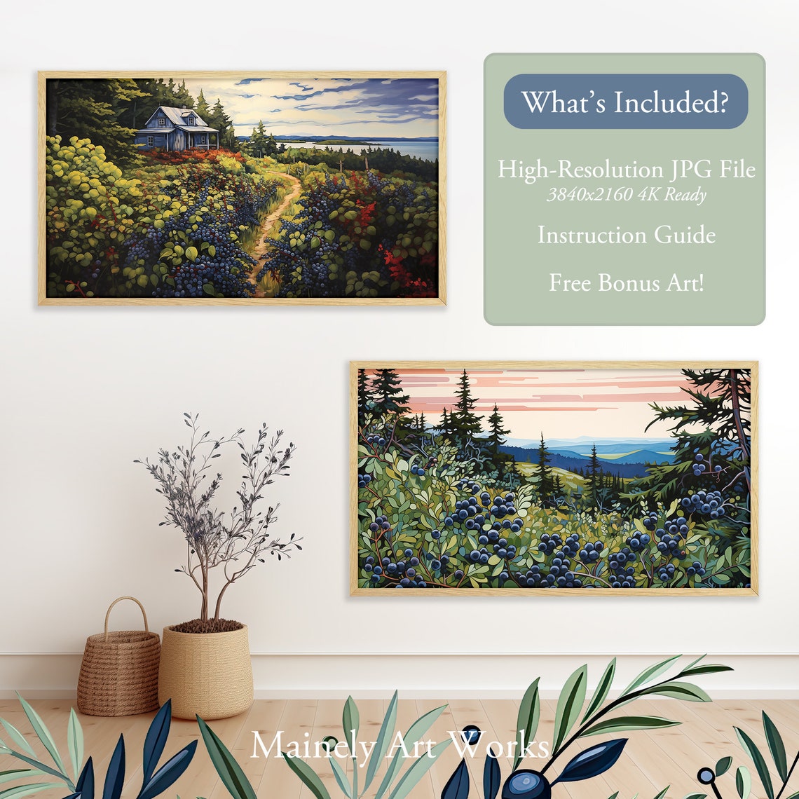 Frame Tv Art Landscape Frame Tv Art Painting Frame Tv Art Summer Lake House Coastal Farmhouse Frame Tv Art Set Tv Art Everyday - Image 2