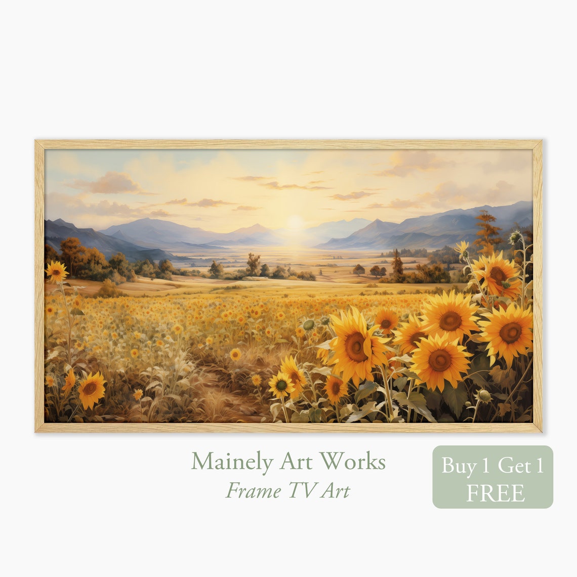 Sunflowers Frame Tv Art Field Of Sunflowers For Frame Tv Art Farm Painting Of Country Sunflowers Summer Flowers Tv Art Decor Set