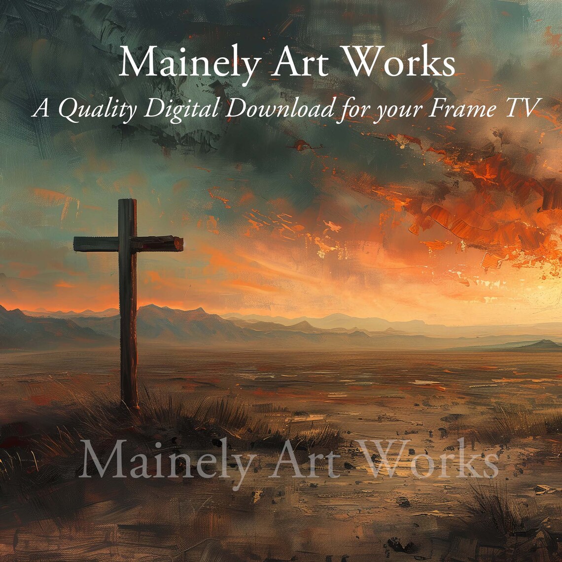Religious Cross, He Is Risen Christian Sunset Scene - Image 3