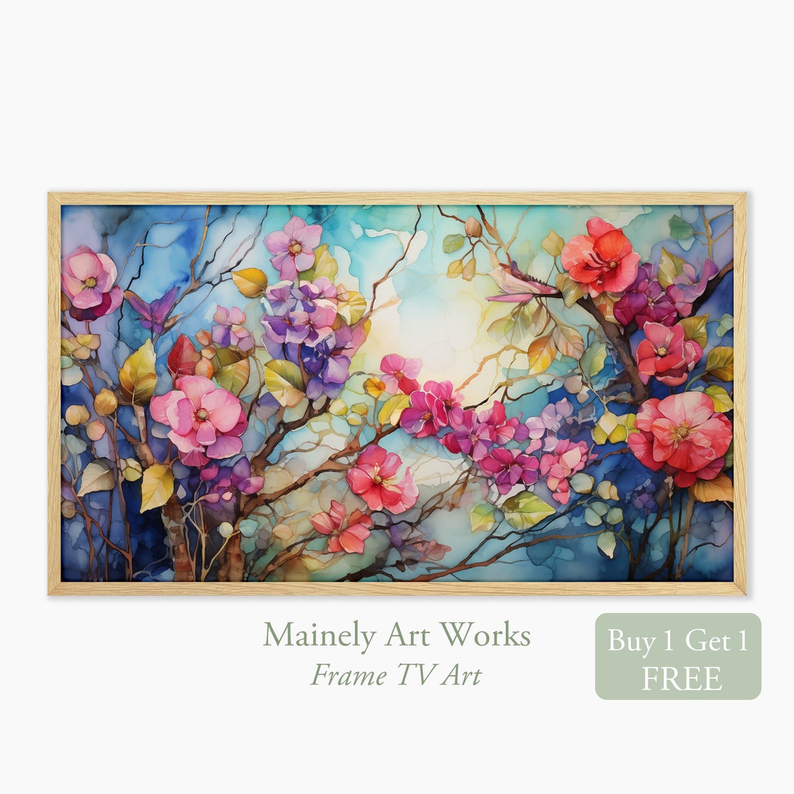 Frame Tv Art Painting Of Hawthorn For Tv Watercolor Floral Tv Art Modern Floral Art Bonus Art Holly Painting