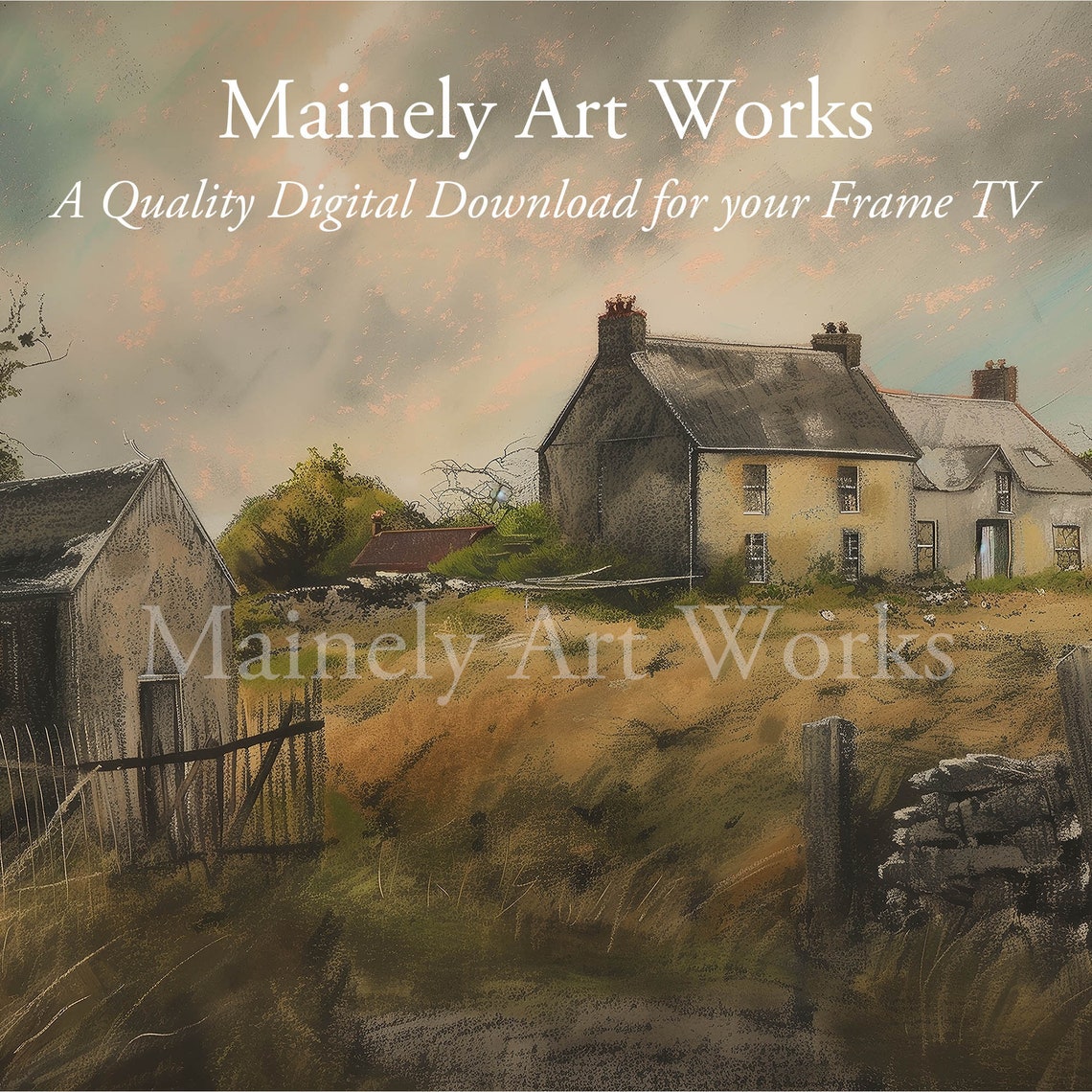 Village Farmhouses Frame Tv Art Antique Style Art For Frame Tv Paintings Of Irish Farmhouses Vintage Frame Tv - Image 3