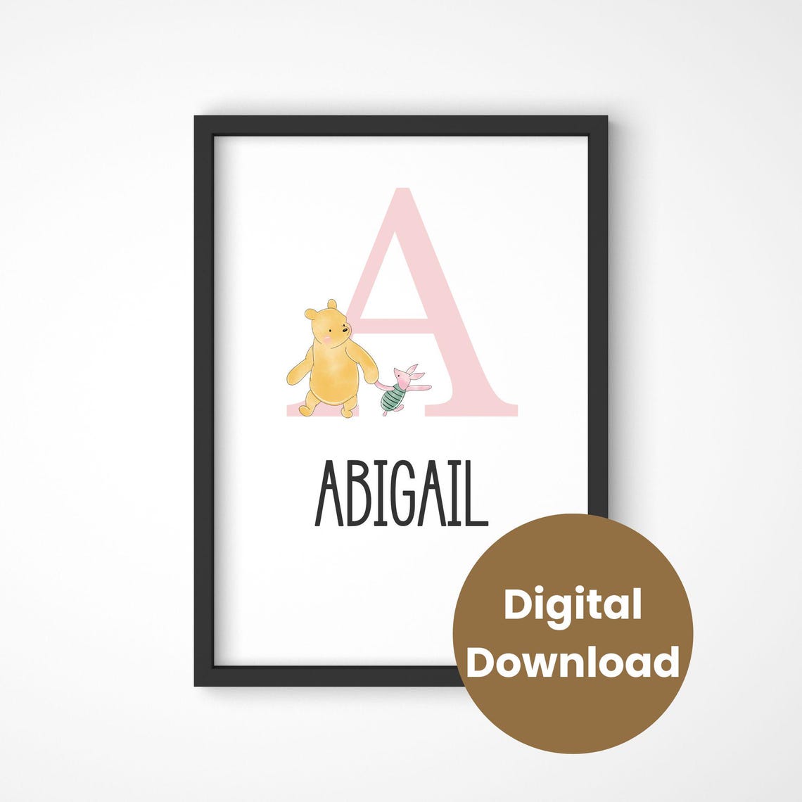 Personalized Storybook Bear Letter A Nursery Name Digital Poster - Image 3