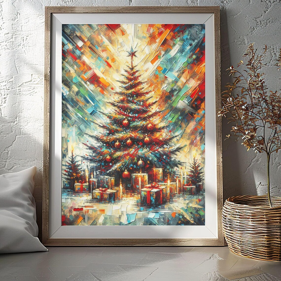 Rustic Christmas Tree, Holiday Decor Art Print