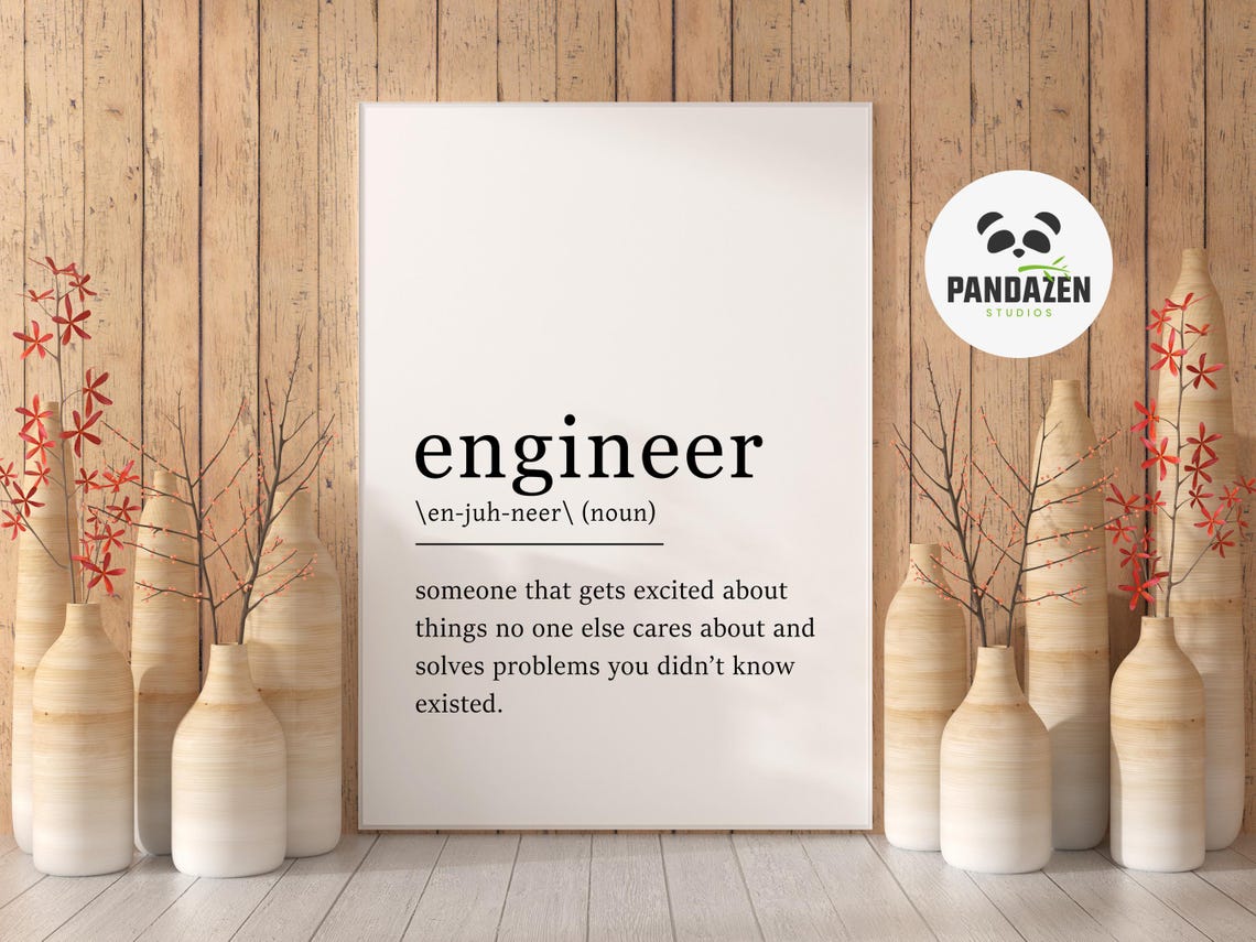 Engineer Definition Print Job Definition Poster Print Engineering Wall Art Engineer Funny Gift Engineer Dictionary Definition - Image 3
