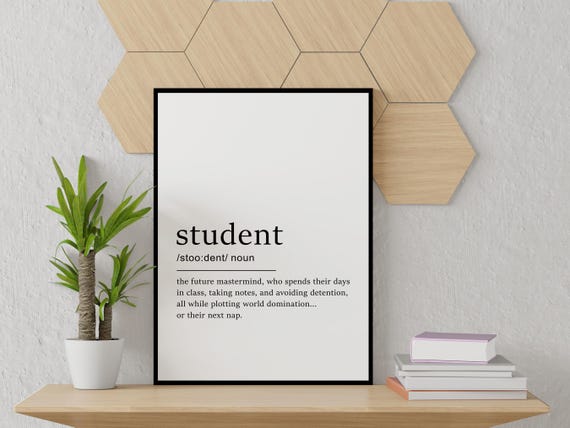 Student Definition Print Student Wall Art Funny Student Print Gift For Colleague Instant Definition Print Quote Art