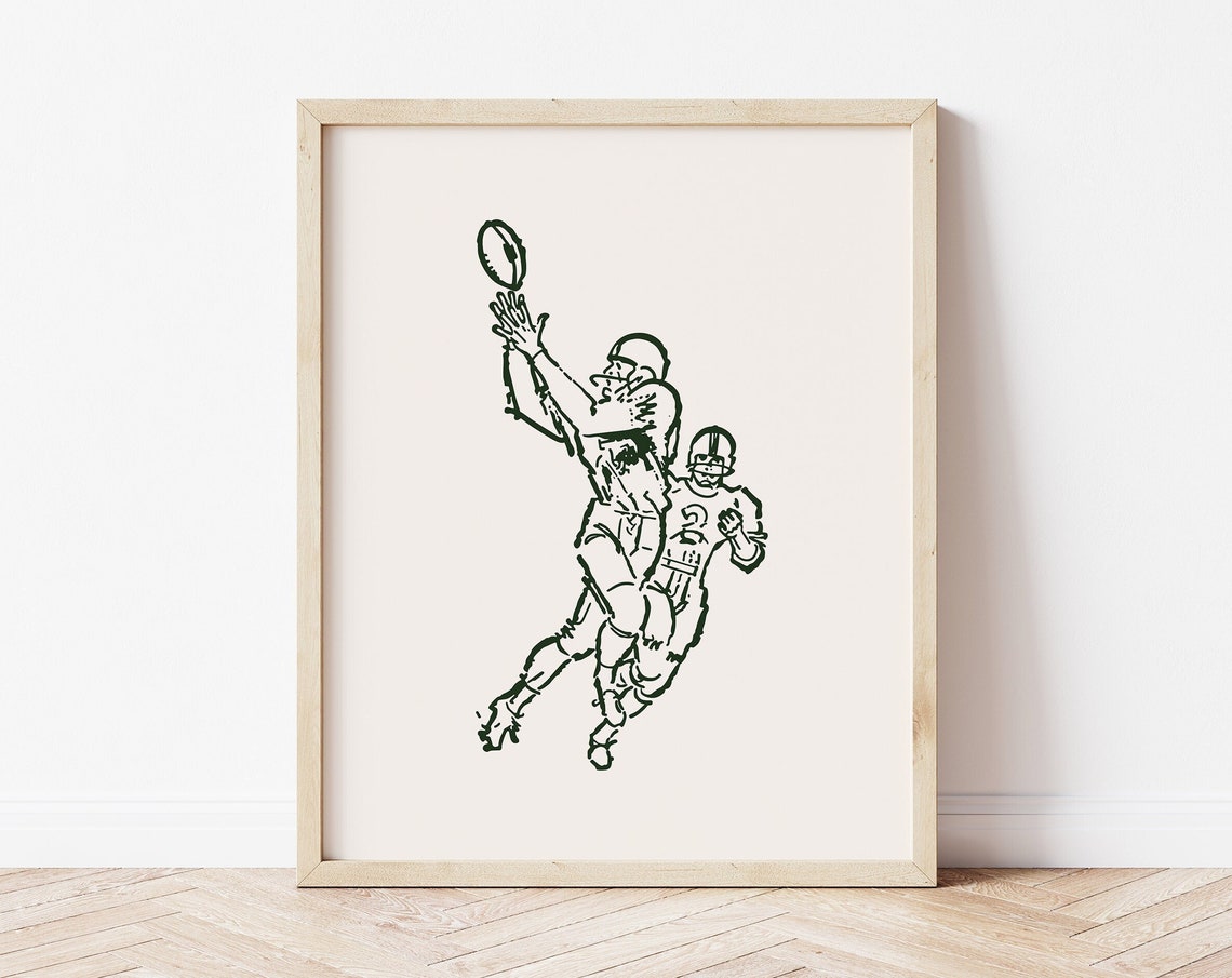 Vintage Football Art Print Kids Football Decor Retro Football Print Football Sports Poster Boys Football Poster Football Receiver Art