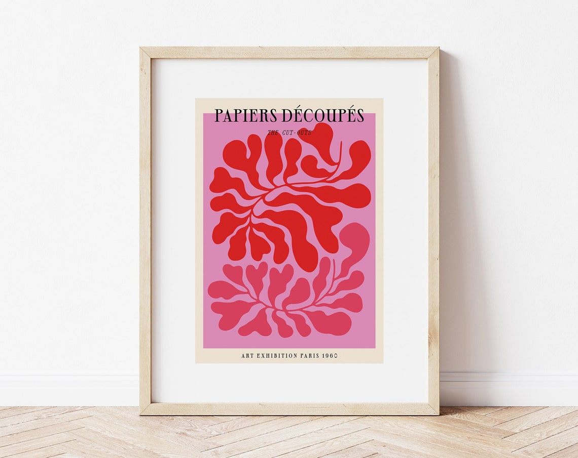 Botanical Print French Floral Print Exhibition Art Print Pink Floral Wall Art Flower Market Poster Boho Flower Art Matisse Flower Print