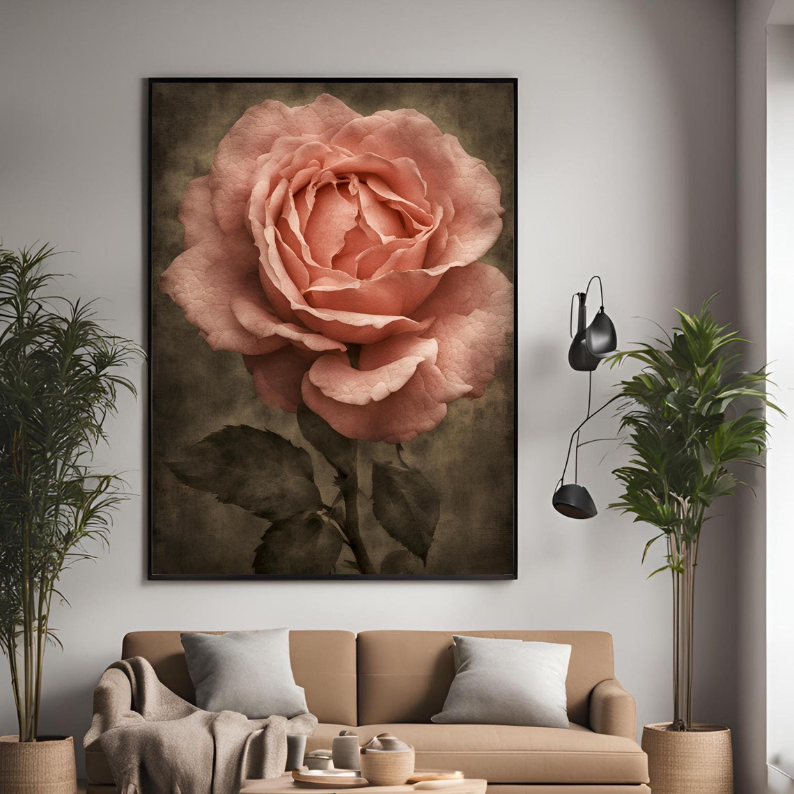 Vintage Pink Rose Close-Up Moody Romantic Botanical Classic Poster - Image 4