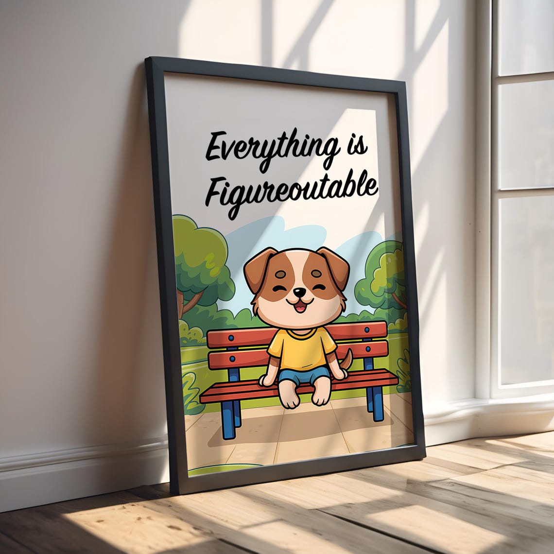 Everything Is Figureoutable Puppy Park Bench Quote Wall Poster - Image 3
