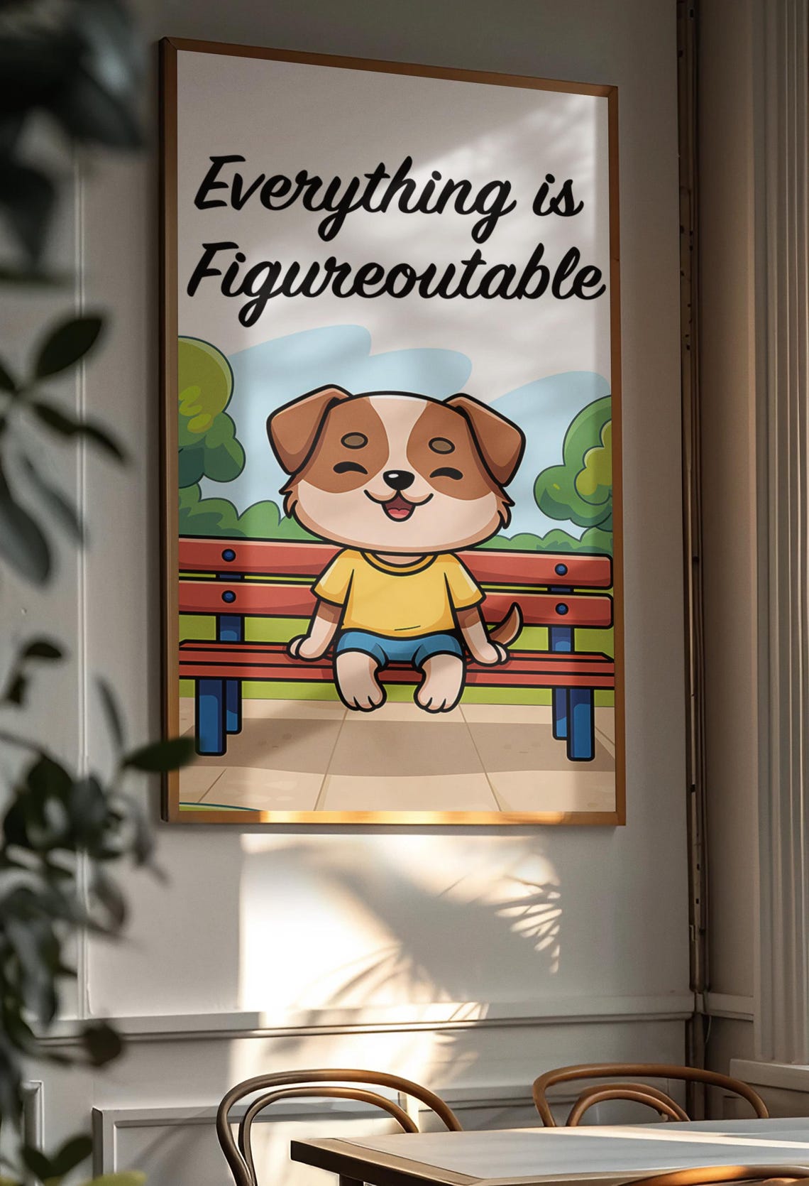 Everything Is Figureoutable Happy Puppy Cartoon Quote Wall Poster - Image 2