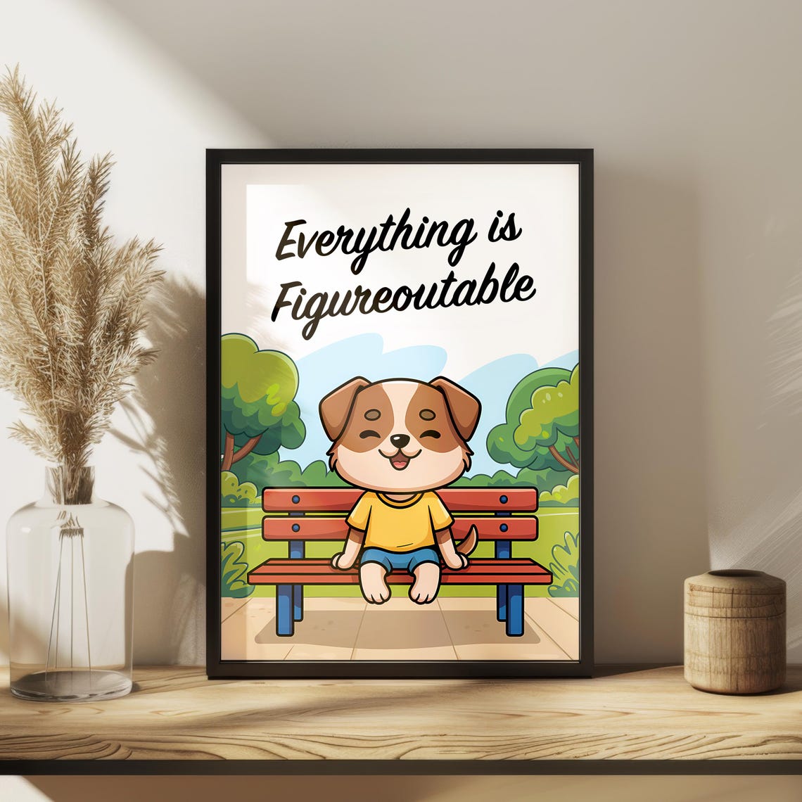 Everything Is Figureoutable Puppy Park Bench Quote Wall Poster - Image 2