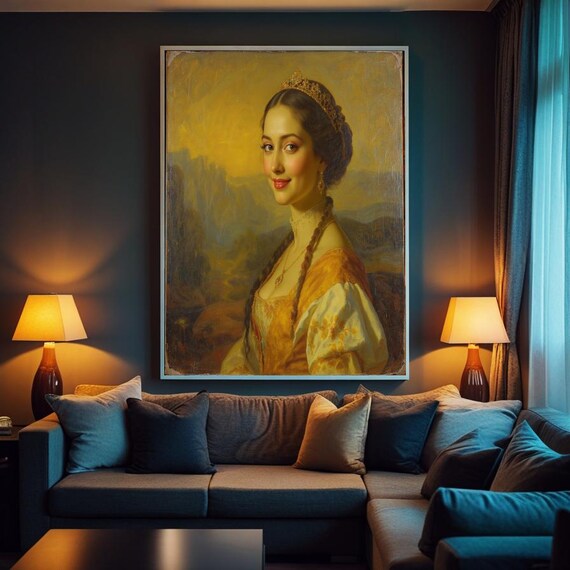 Classical Golden Renaissance Portrait Elegant Crowned Woman Poster