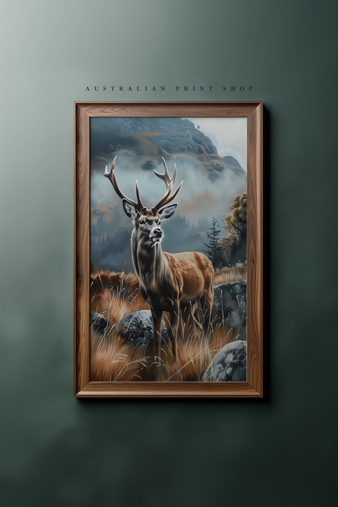 Majestic Red Deer Stag Misty Highland Moor Antlers Wildlife Poster - Image 5