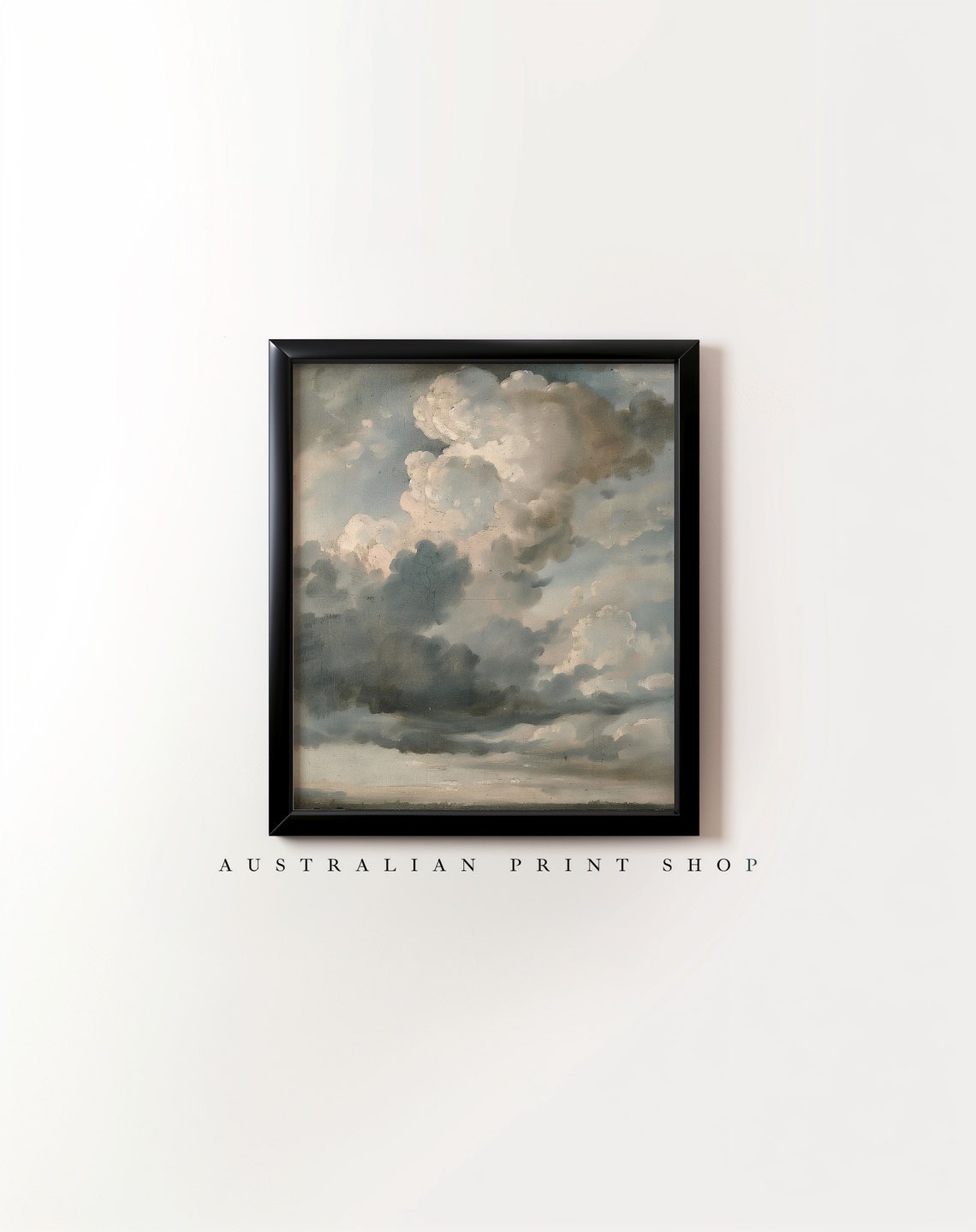 Antique Cloudy Sky Painting Muted Landscape Oil Oil Painting Living Room Decor Farmhouse Wall Art Gift For Him Or Her Neutral Print - Image 7