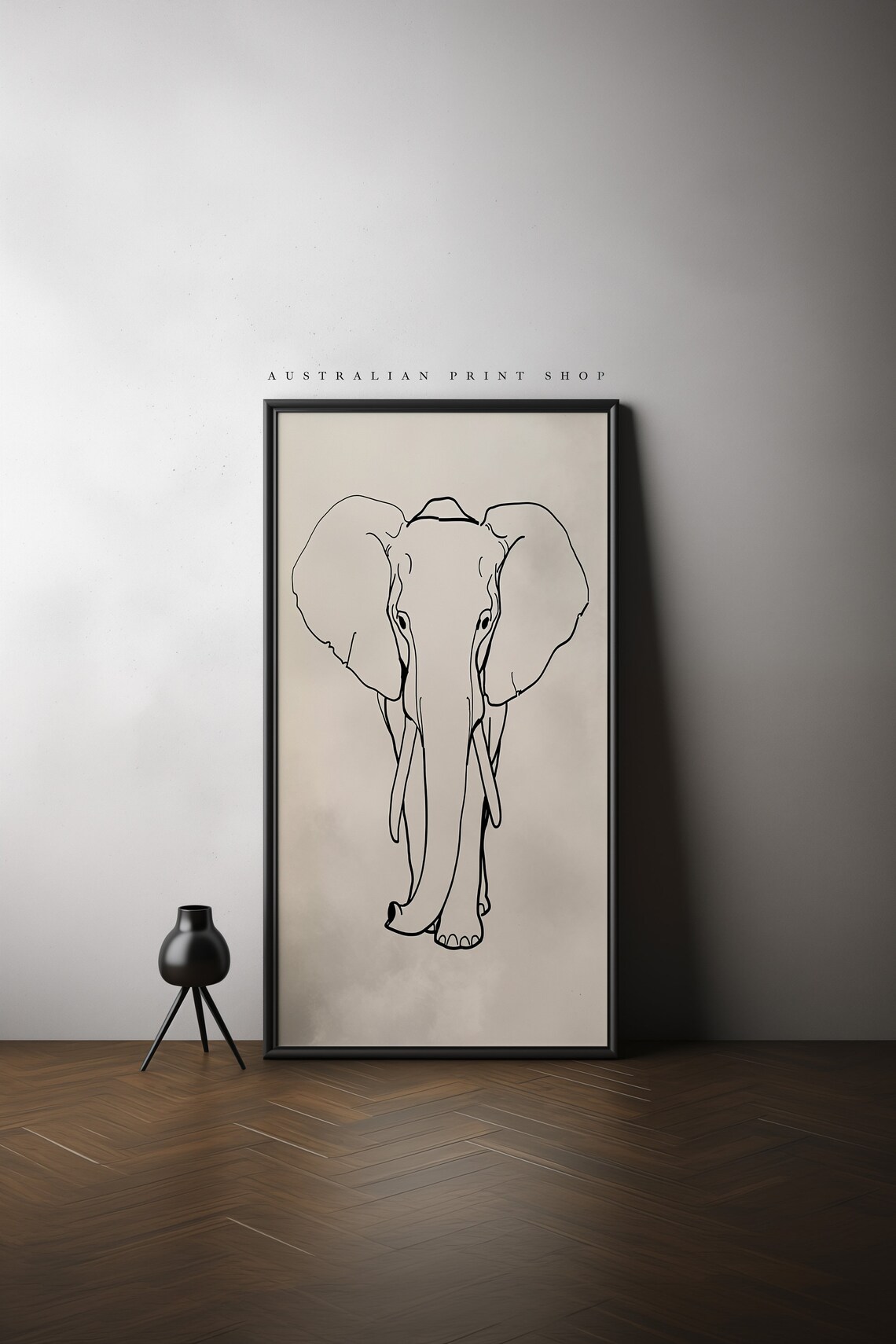 Minimalist Elephant Line Drawing Safari Animal Nursery Wall Art - Image 3