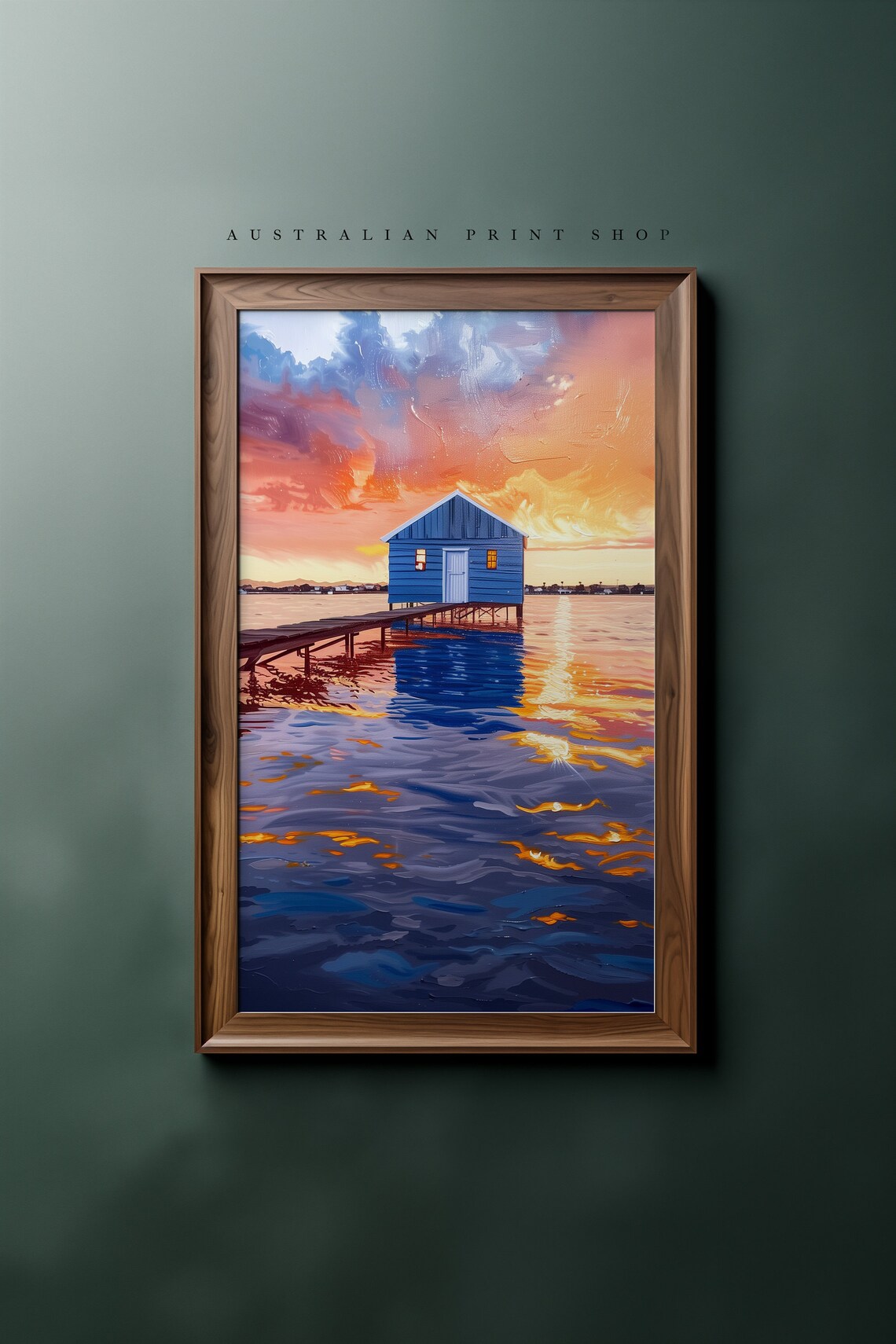 Perth Blue Boatshed, Swan River Sunset Art Print - Image 6