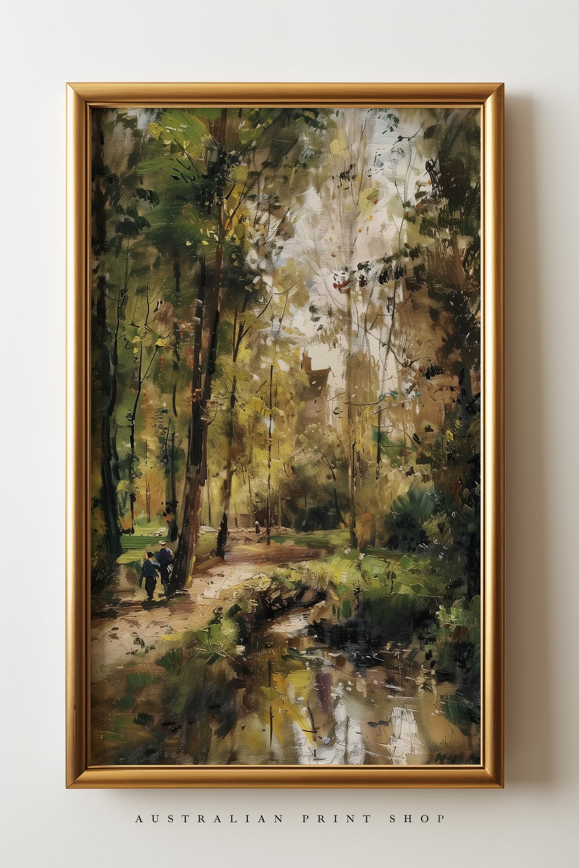 Vintage Countryside Stream Landscape Oil Painting Print Rustic Farmhouse Decor Summer Art Country Oil Print - Image 5