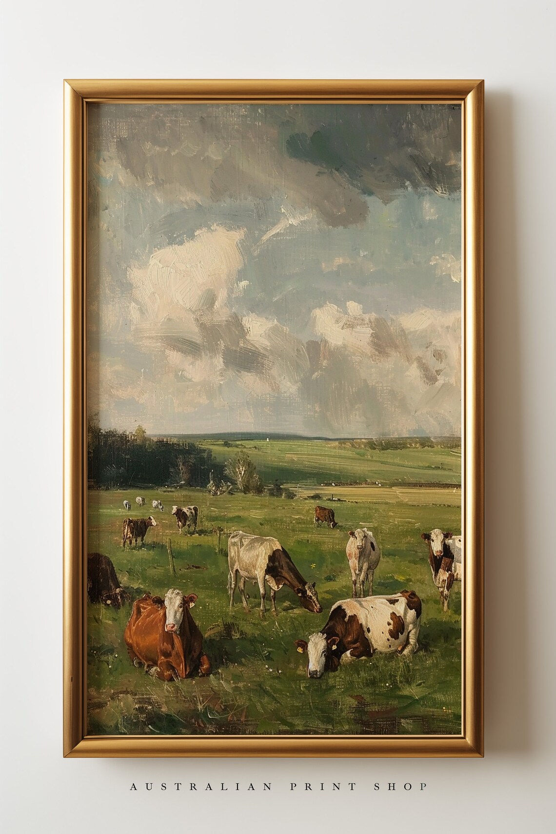 Vintage Meadow Cow Art Print, Farmhouse Landscape - Image 5
