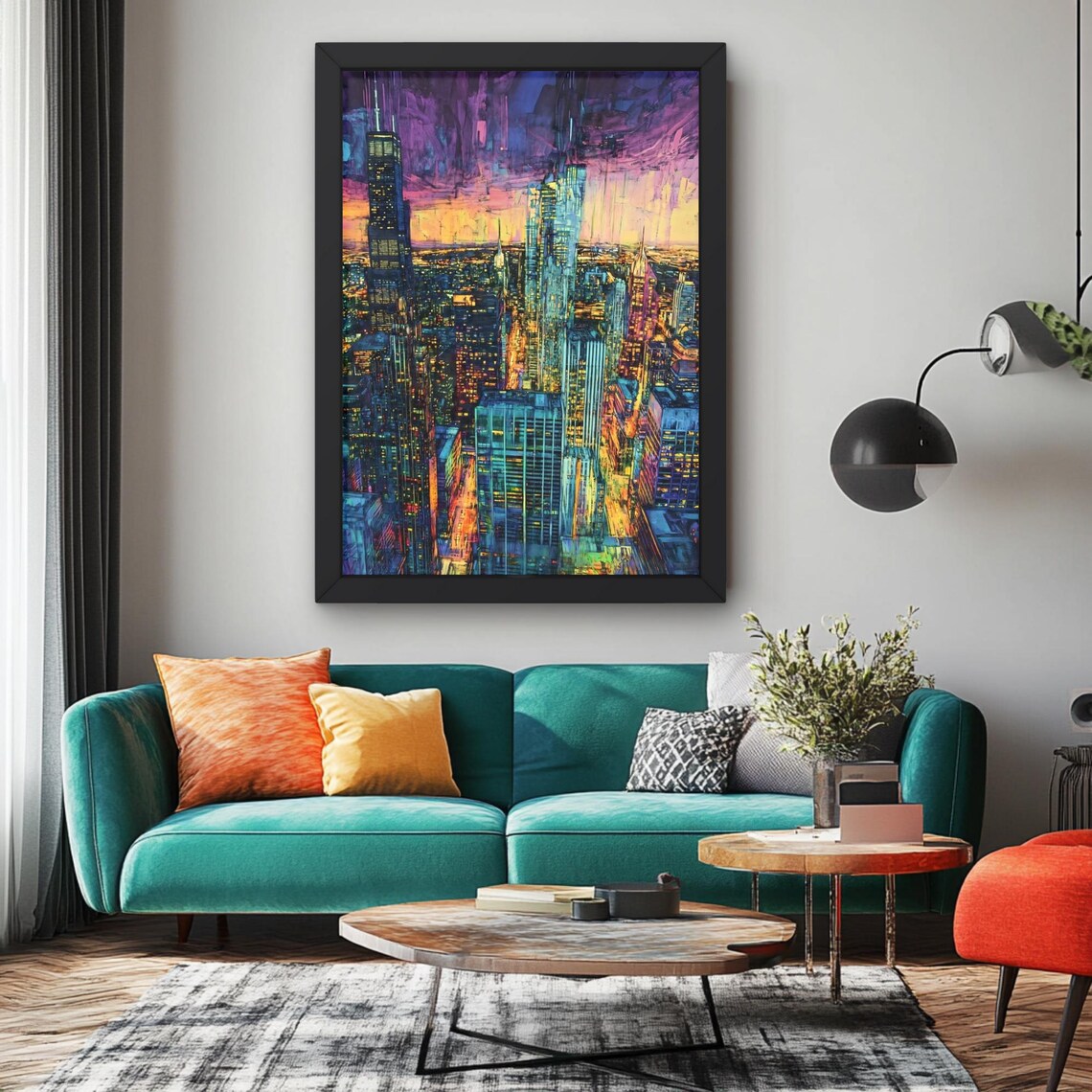Chicago Skyline Abstract Art, Gift for Chicago Lover