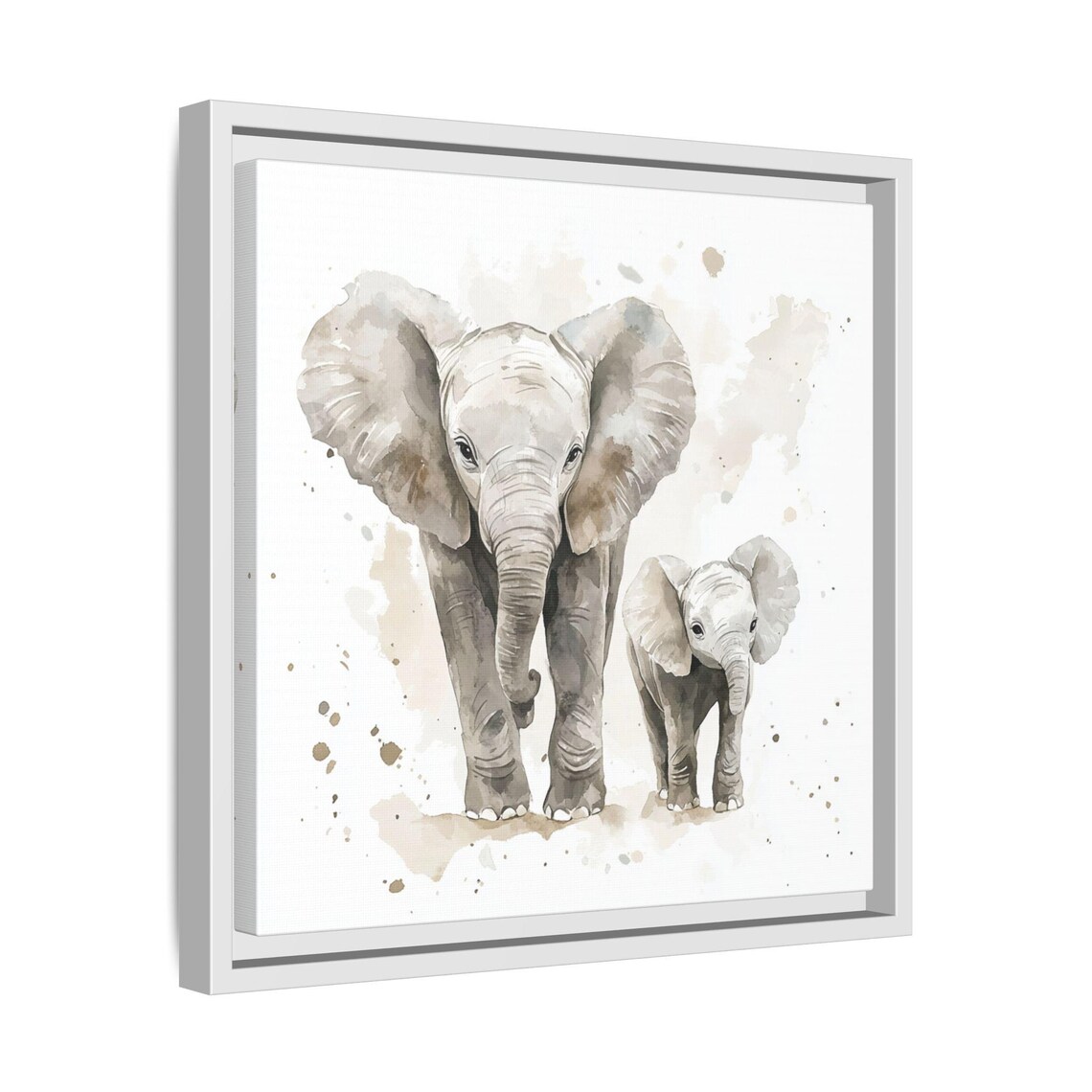 Elephant And Baby Watercolor Animal Art Print - Image 4