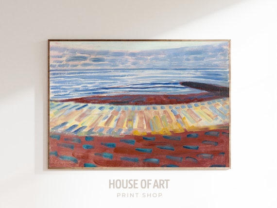 Abstract Seascape Painting Pointillism Sunset Painting Water Prints Colorful Wall Art Dutch Landscape Vibrant Wall Art