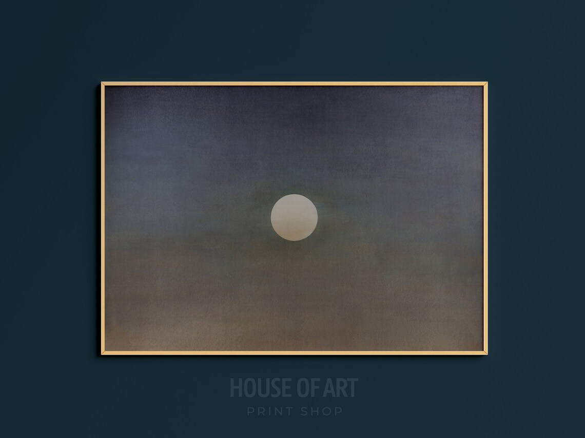 Full Moon Minimal Night Sky Dark Moody Cloud Celestial Painting Art Poster - Image 3