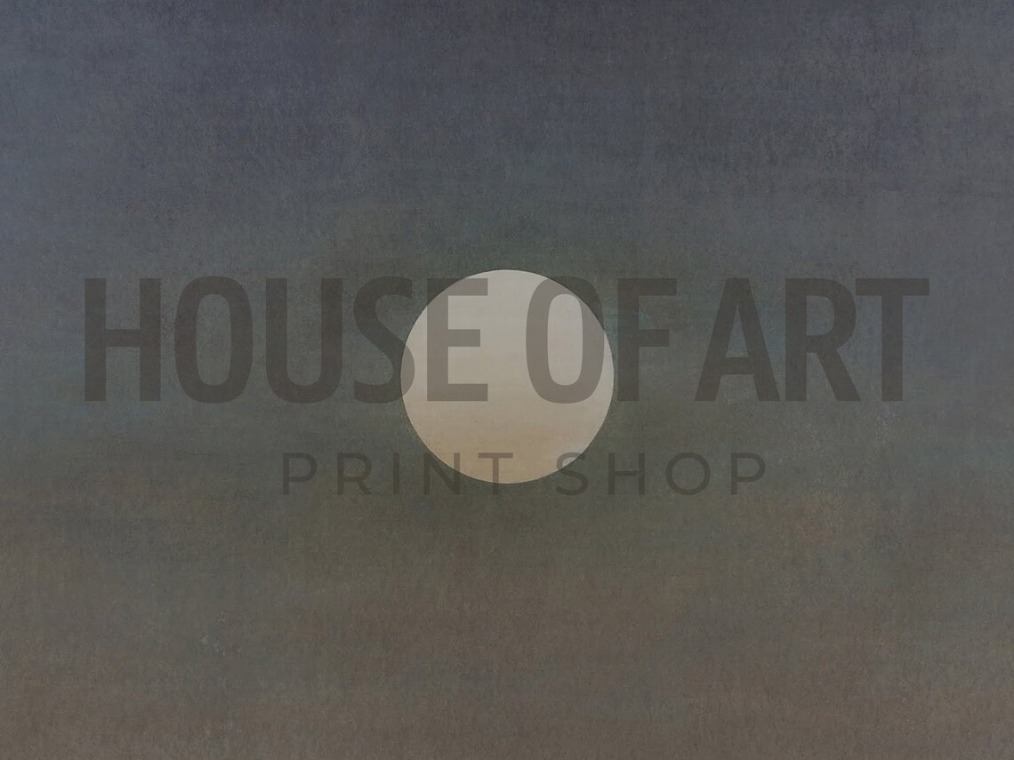 Full Moon Minimal Night Sky Dark Moody Cloud Celestial Painting Art Poster - Image 2