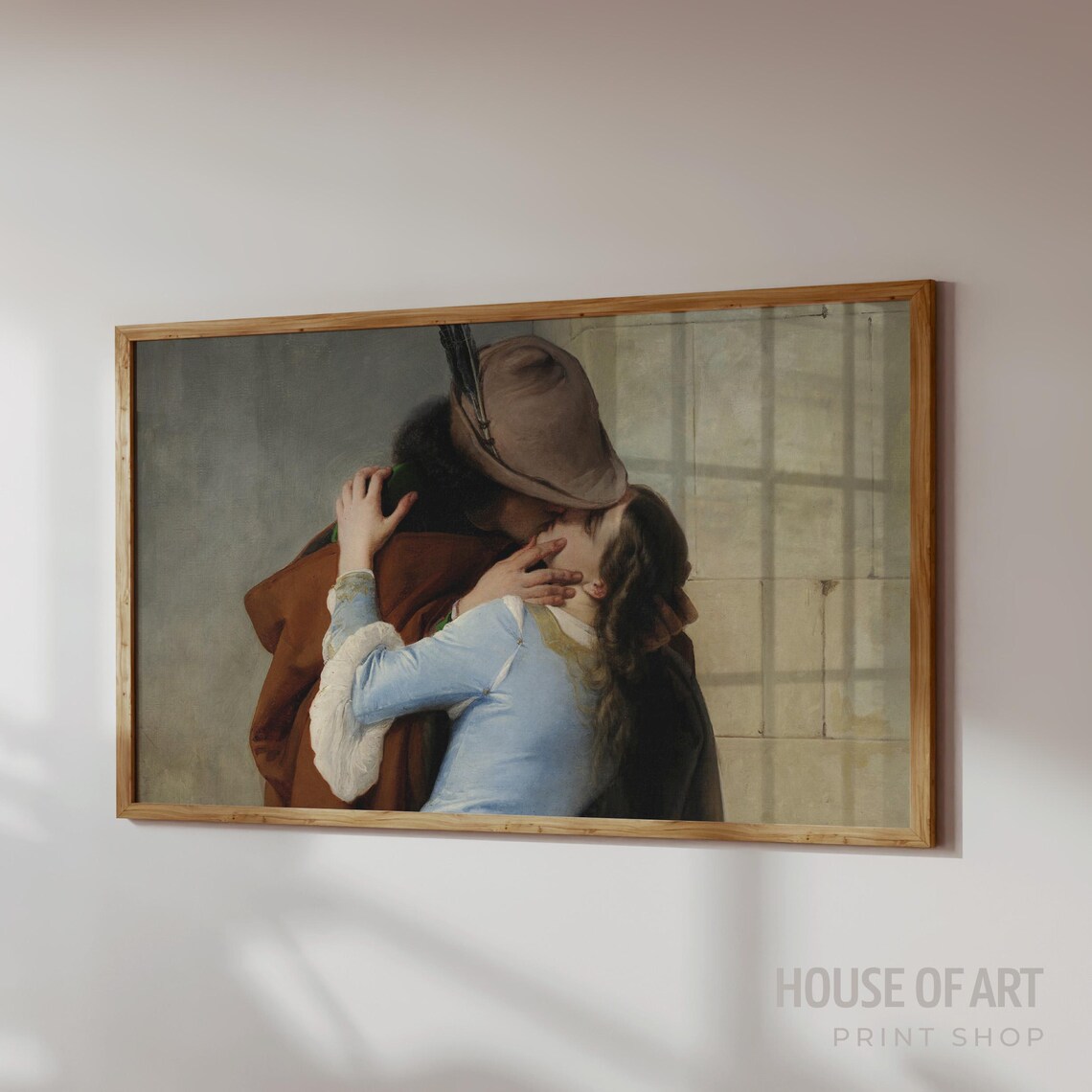 The Kiss By Francesco Hayez Vintage Romantic Lovers Embrace Art Print - Image 3