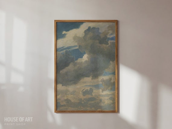 Cloud Wall Art Vintage Oil Painting Cloud Prints Aesthetic Clouds Painting Above Bed Decor Sky Poster Cottage Decor Wall Art