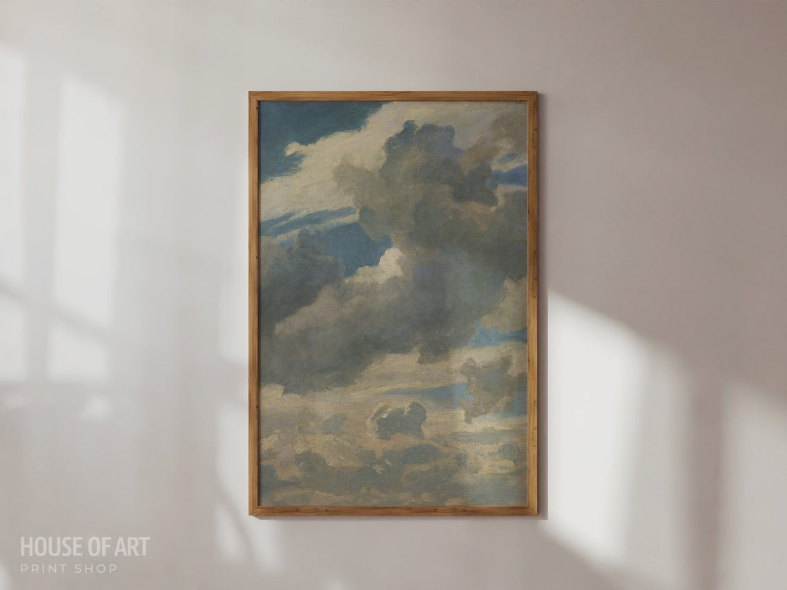Vintage Cloud Study Dramatic Moody Sky Antique Oil Painting Art Poster