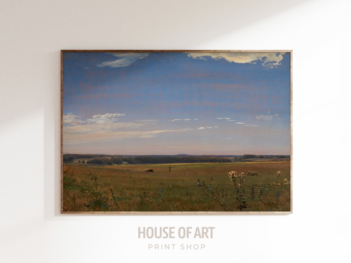 Danish Rolling Hills Meadow Wide Open Sky Summer Landscape Wall Art