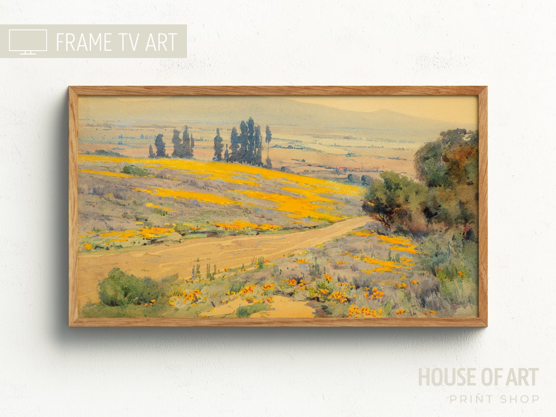 California Spring Golden Wildflower Fields Hills Valley Poster - Image 3