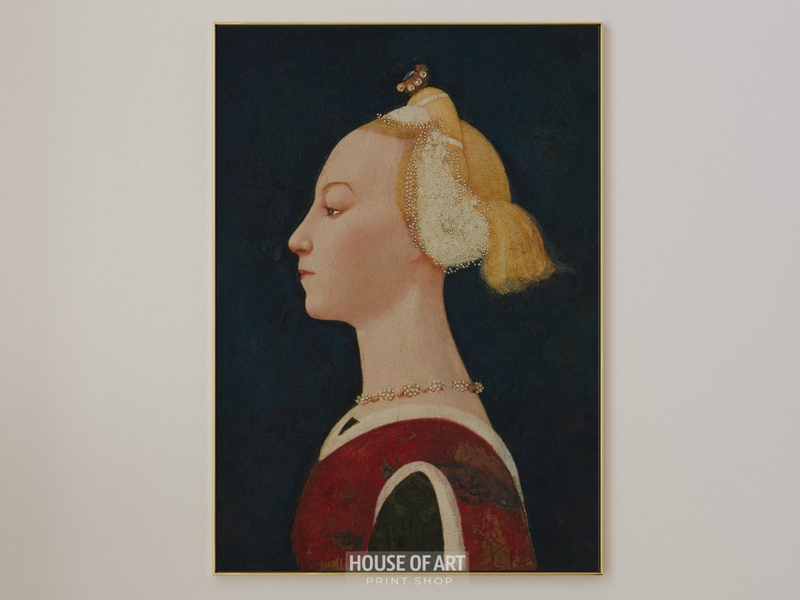 Portrait Of A Young Woman Charming Portrait Painting En Profil Beauty Antique Fashion Artwork Gallery Wall Print Wall Art - Image 3