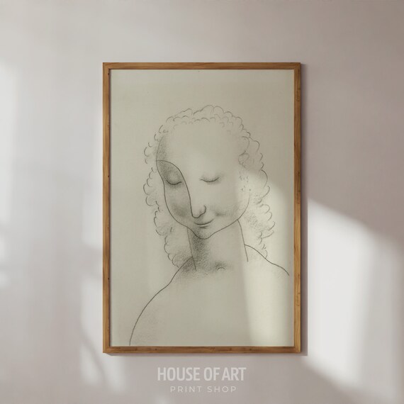 Minimalist Woman Line Drawing Portrait Modern Feminine Sketch Art Print