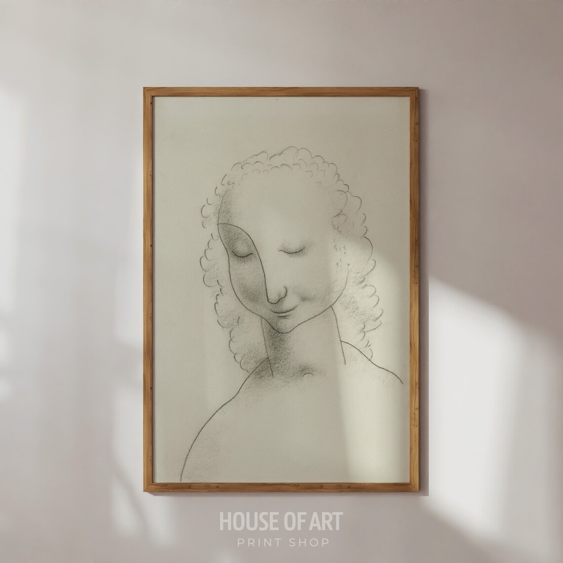 Minimalist Woman Line Drawing Portrait Modern Feminine Sketch Art Print