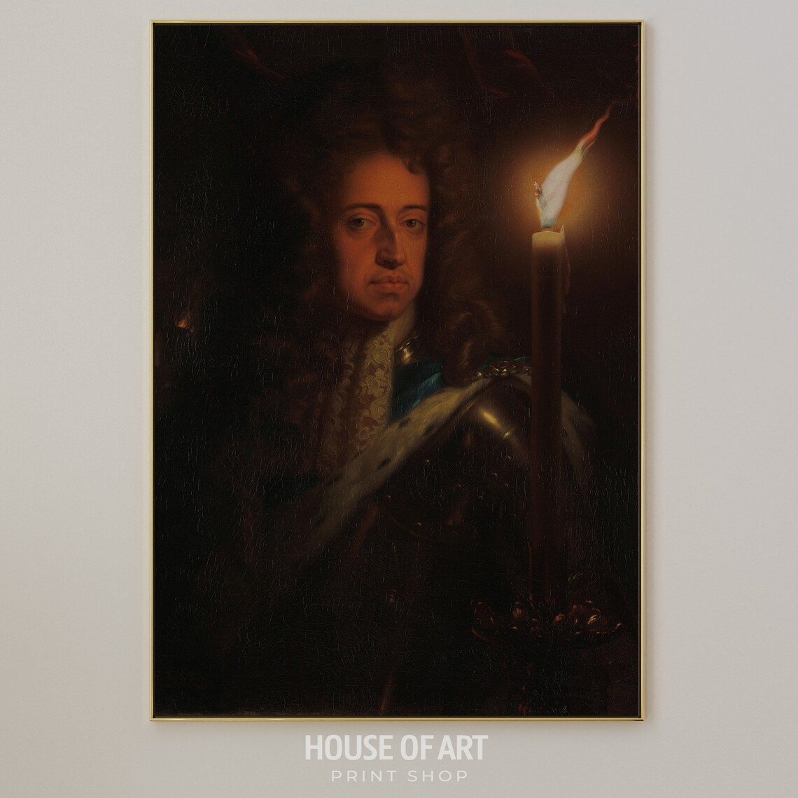 Moody Victorian Baroque Gentleman Portrait Candlelight Dark Oil Print - Image 3