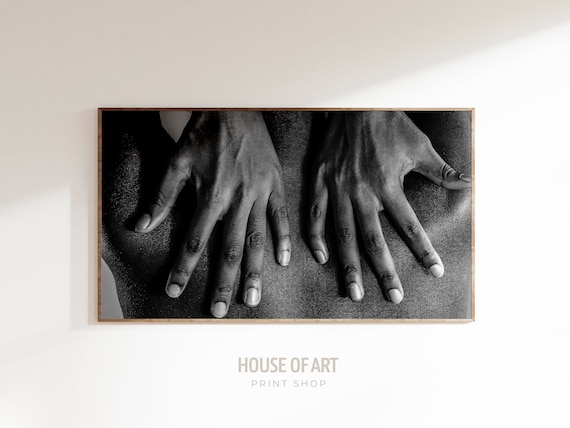 Black And White Hands Resting On Back Intimate Fine Art Photo Poster