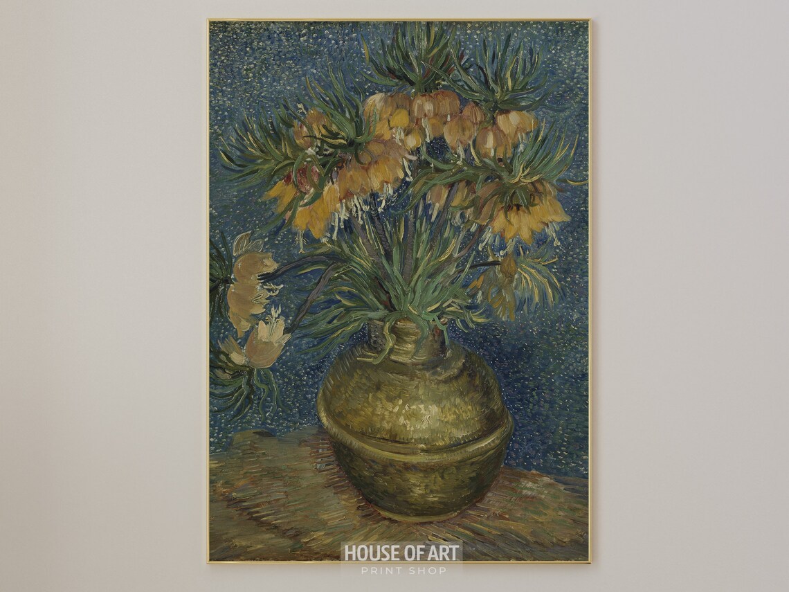 Van Gogh Imperial Fritillaries Copper Vase Floral Oil Painting Wall Art Poster - Image 3