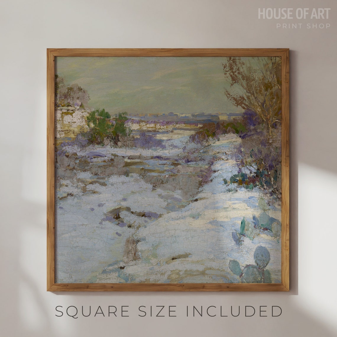 Snowy Texas Winter Landscape Cacti Impressionist Desert Scene Poster - Image 2