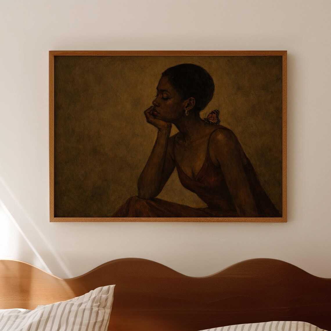 Abstract Black Woman With Butterfly, Mid-Century Art Print